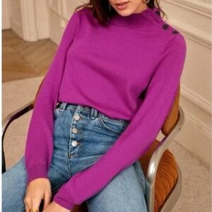 Sezane Jacob Merino Wool Long Sleeve Pullover sweater in purple